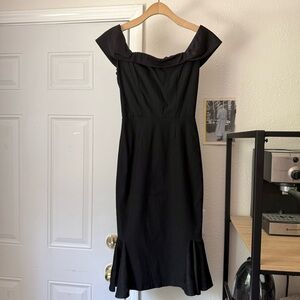 STOP STARING! black contrast short sleeve midi mod retro pinup rockabilly dress